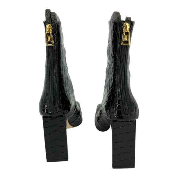 Good American Black Faux Croc Embossed Booties Size 5 NWT $249 MSRP - Picture 6 of 8